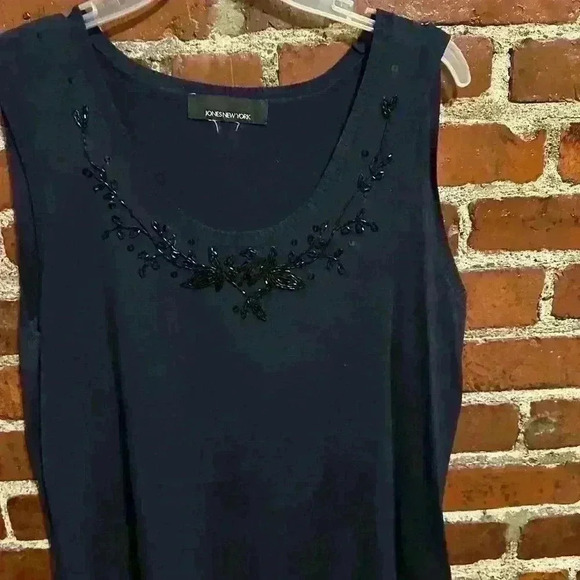 Womens Size Large James New York Navy Sweater Vest with Neckline Detail - Picture 2 of 4